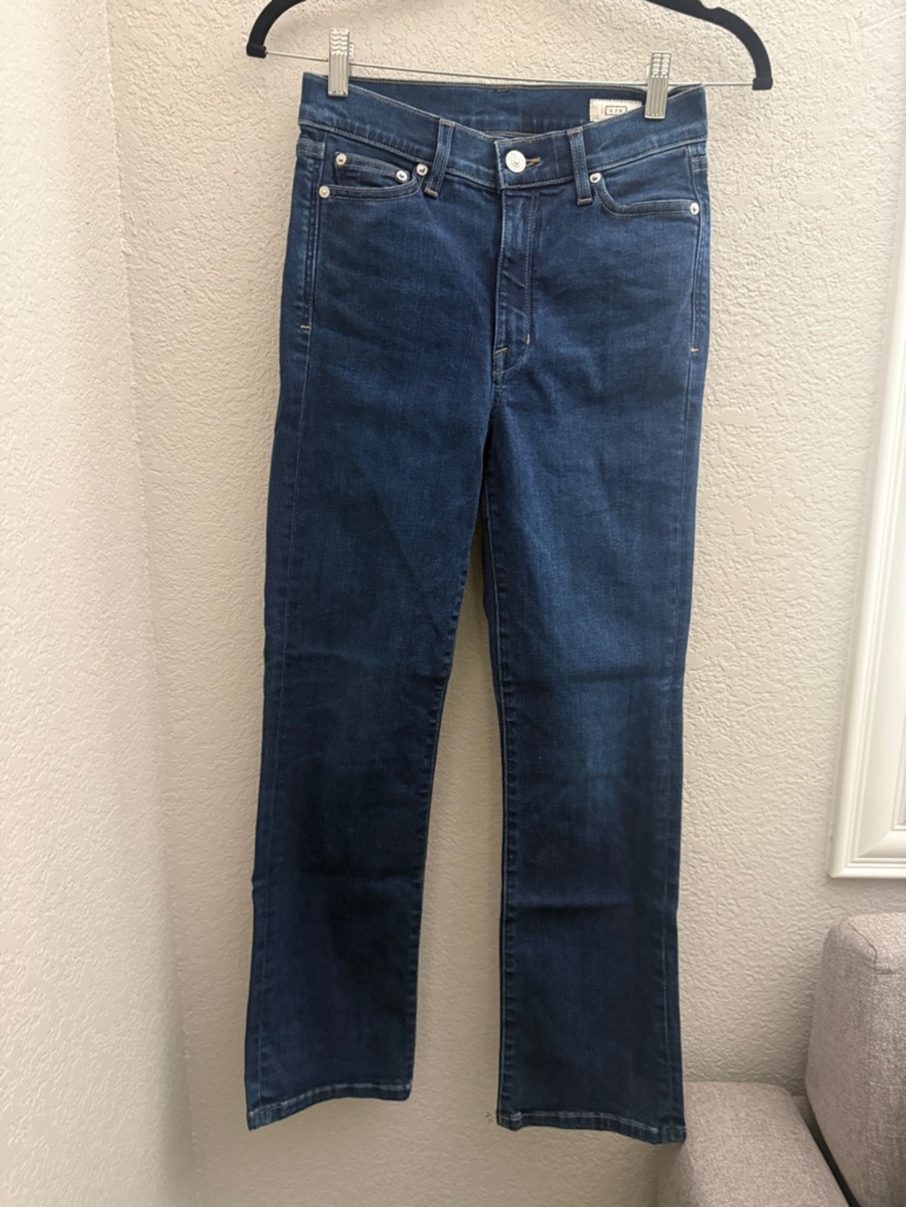 AYR Women's Dark Blue Straight-Leg “The Pop” Jeans